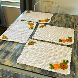 Vintage Crochet Flower Placemats Set of 4